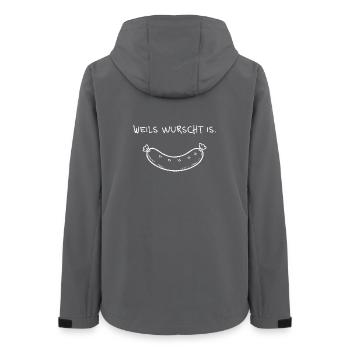 Weils wurscht is – Dialekt Spruch mit Wurst - Frauen Recycelte Softshelljacke von Stanley/Stella - Anthrazit - Hinten - AI Model Female 172 light (172cm)