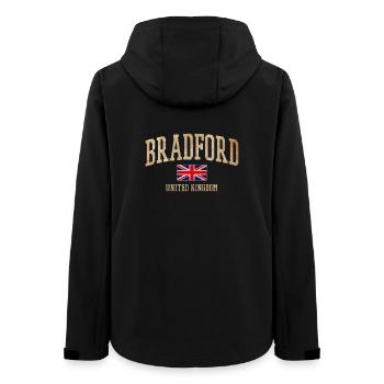 Bradford UK Vintage Banner - Women’s Recycled Softshell Jacket by Stanley/Stella - black - Back - AI Model Female 172 light (172cm)