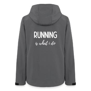 Running is What I Do - Women’s Recycled Softshell Jacket by Stanley/Stella - anthracite - Back - AI Model Female 172 light (172cm)