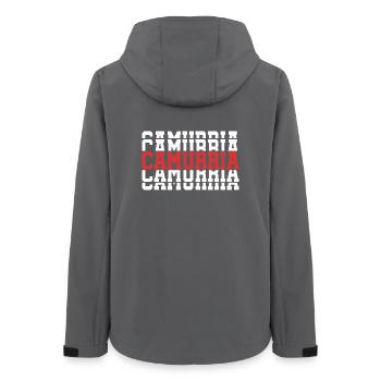 T-Shirt Camurria T-Shirt Sicilia gestapelter Text - Frauen Recycelte Softshelljacke von Stanley/Stella - Anthrazit - Hinten - AI Model Female 172 light (172cm)