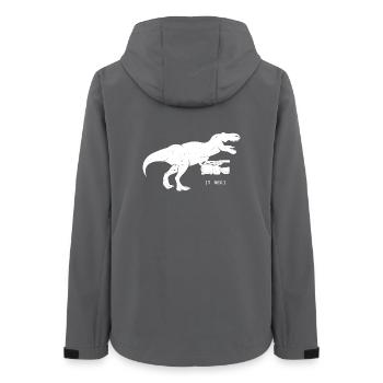 T-Rex Retro Recorder Silhouette - Veste softshell femme recyclée Stanley/Stella - charbon - Dos - AI Model Female 172 light (172cm)