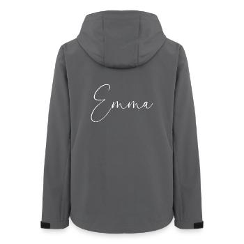 Emma / Handwriting Personalized Design (White) - Women’s Recycled Softshell Jacket by Stanley/Stella - anthracite - Back - AI Model Female 172 light (172cm)