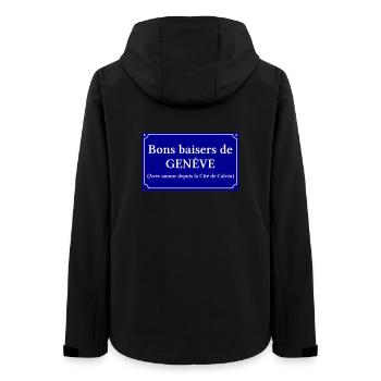 Geneva Street Sign – Swiss Remembrance - Women’s Recycled Softshell Jacket by Stanley/Stella - black - Back - AI Model Female 172 light (172cm)