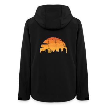 Sonnenuntergang Skyline Silhouette - Frauen Recycelte Softshelljacke von Stanley/Stella - Schwarz - Hinten - AI Model Female 172 light (172cm)