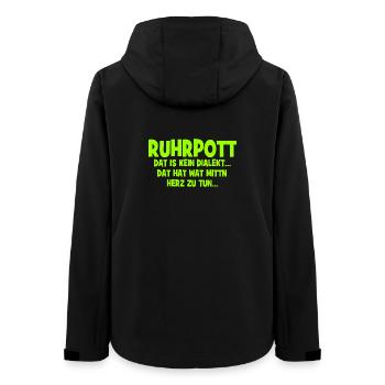 Ruhrpott - Dat hat wat mittn Herz zu tun - Frauen Recycelte Softshelljacke von Stanley/Stella - Schwarz - Hinten - AI Model Female 172 light (172cm)