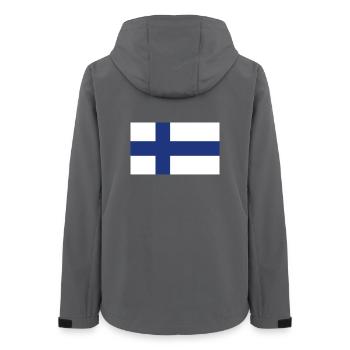 Finland National Flag - Women’s Recycled Softshell Jacket by Stanley/Stella - anthracite - Back - AI Model Female 172 light (172cm)