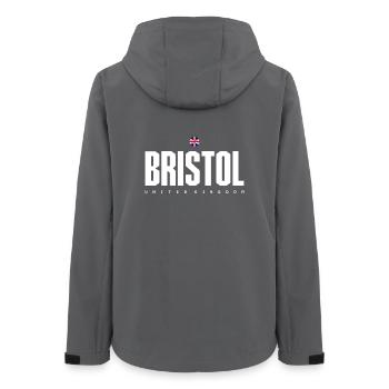 Bristol UK Block Wordmark - Women’s Recycled Softshell Jacket by Stanley/Stella - anthracite - Back - AI Model Female 172 light (172cm)
