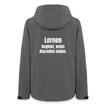 Lernen beginnt, wenn Ausreden enden - Frauen Recycelte Softshelljacke von Stanley/Stella - Anthrazit - Hinten - AI Model Female 172 light (172cm)