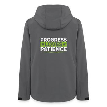 Fortschritt liebt Geduld Motivation Geschenk - Frauen Recycelte Softshelljacke von Stanley/Stella - Anthrazit - Hinten - AI Model Female 172 light (172cm)