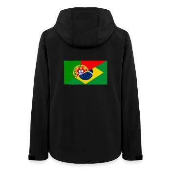 Brazil and Portugal vintage flag - Women’s Recycled Softshell Jacket by Stanley/Stella - black - Back - AI Model Female 172 light (172cm)