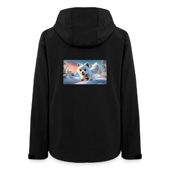 Flying arctic fox in the snow - Women’s Recycled Softshell Jacket by Stanley/Stella - black - Back - AI Model Female 172 light (172cm)