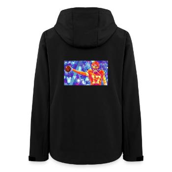 Geometric Marshal in Action - Women’s Recycled Softshell Jacket by Stanley/Stella - black - Back - AI Model Female 172 light (172cm)