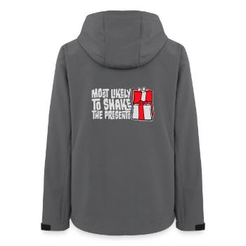 Most Likely to Shake the Presents Weihnachten Spaß - Frauen Recycelte Softshelljacke von Stanley/Stella - Anthrazit - Hinten - AI Model Female 172 light (172cm)