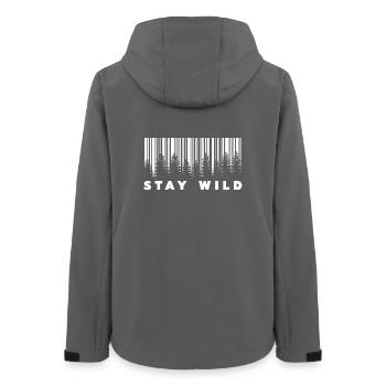 Code-barres Stay Wild Forest - Veste softshell femme recyclée Stanley/Stella - charbon - Dos - AI Model Female 172 light (172cm)