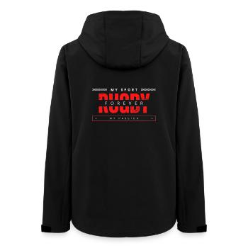 Rugby forever my sport my passion - Women’s Recycled Softshell Jacket by Stanley/Stella - black - Back - AI Model Female 172 light (172cm)