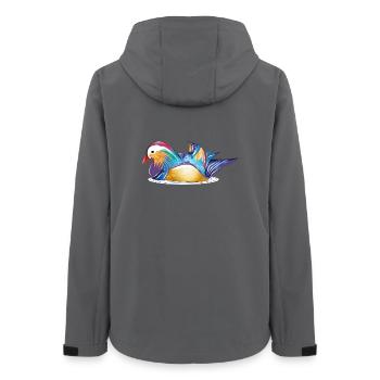 Bunte Mandarinente auf dem Wasser – bunte Eleganz - Frauen Recycelte Softshelljacke von Stanley/Stella - Anthrazit - Hinten - AI Model Female 172 light (172cm)
