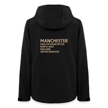 Manchester – England Lyric Design - Frauen Recycelte Softshelljacke von Stanley/Stella - Schwarz - Hinten - AI Model Female 172 light (172cm)