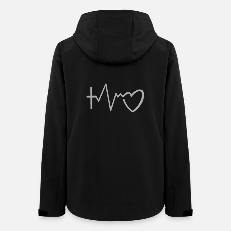 Heartbeat Lineart - Women’s Recycled Softshell Jacket by Stanley/Stella - black
