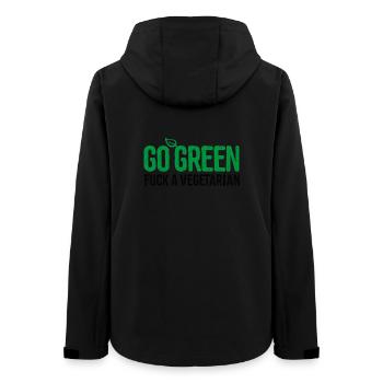 Anti Vegetarier Griller Go green fuck a vegetarian - Frauen Recycelte Softshelljacke von Stanley/Stella - Schwarz - Hinten - AI Model Female 172 light (172cm)