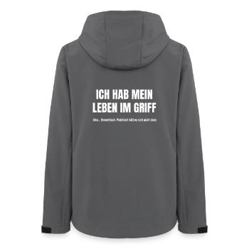 Mein Leben ist im Griff – sagt die Theorie - Frauen Recycelte Softshelljacke von Stanley/Stella - Anthrazit - Hinten - AI Model Female 172 light (172cm)