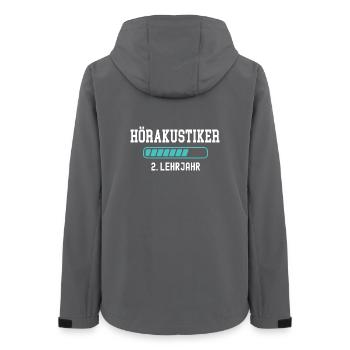 Hörakustiker Ausbildung 2 Lehrjahr 2. Berufsjahr - Frauen Recycelte Softshelljacke von Stanley/Stella - Anthrazit - Hinten - AI Model Female 172 light (172cm)
