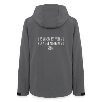 Das Leben ist viel zu kurz um normal zu sein - Frauen Recycelte Softshelljacke von Stanley/Stella - Anthrazit - Hinten - AI Model Female 172 light (172cm)