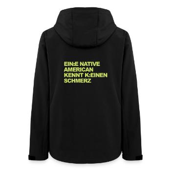 WOKE SATIRE: Ein Indianer kennt keinen Schmerz - Frauen Recycelte Softshelljacke von Stanley/Stella - Schwarz - Hinten - AI Model Female 172 light (172cm)