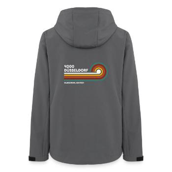 Düsseldorf Retro Shirt 4000 PLZ Postleitzahl  - Frauen Recycelte Softshelljacke von Stanley/Stella - Anthrazit - Hinten - AI Model Female 172 light (172cm)