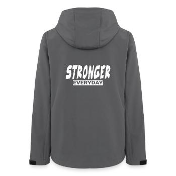 Stronger Everyday Funny Gym Gift - Women’s Recycled Softshell Jacket by Stanley/Stella - anthracite - Back - AI Model Female 172 light (172cm)
