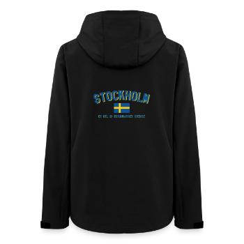Stockholm Retro Flagge - Frauen Recycelte Softshelljacke von Stanley/Stella - Schwarz - Hinten - AI Model Female 172 light (172cm)