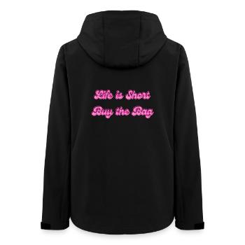 Life Is Short Buy The Bag | Fashion Spruch - Frauen Recycelte Softshelljacke von Stanley/Stella - Schwarz - Hinten - AI Model Female 172 light (172cm)