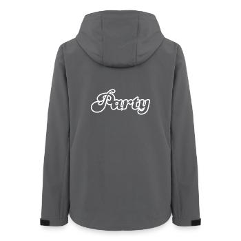 Party Flourish White Handwriting Celebrate 60s Fun - Women’s Recycled Softshell Jacket by Stanley/Stella - anthracite - Back - AI Model Female 172 light (172cm)