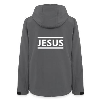 Bold Jesus Typography - Women’s Recycled Softshell Jacket by Stanley/Stella - anthracite - Back - AI Model Female 172 light (172cm)