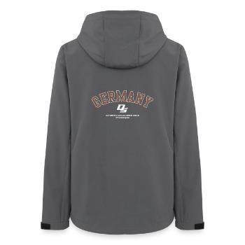 Deutschland Denim Arch Logo - Frauen Recycelte Softshelljacke von Stanley/Stella - Anthrazit - Hinten - AI Model Female 172 light (172cm)