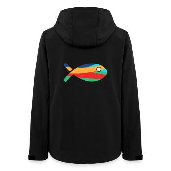 POISSON. SARDINE. POISSON D'AVRIL. MER. OCÉAN. NAT - Veste softshell femme recyclée Stanley/Stella - noir - Dos - AI Model Female 172 light (172cm)