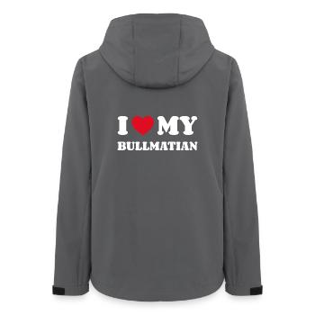 J’aime mon propriétaire de chien Bullmatian - Veste softshell femme recyclée Stanley/Stella - charbon - Dos - AI Model Female 172 light (172cm)