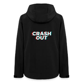 Crash Out – Glitch-Stil weiß-rot-cyan - Frauen Recycelte Softshelljacke von Stanley/Stella - Schwarz - Hinten - AI Model Female 172 light (172cm)