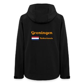Groningen Niederlande - Stilvolle Drucke - Frauen Recycelte Softshelljacke von Stanley/Stella - Schwarz - Hinten - AI Model Female 172 light (172cm)