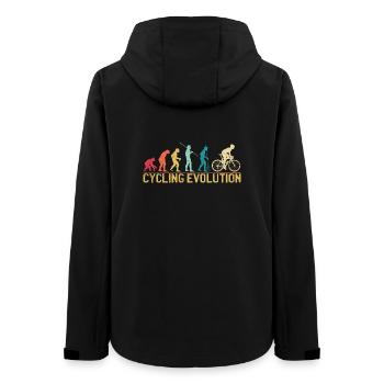 Illustration artistique de l'évolution du cyclisme - Veste softshell femme recyclée Stanley/Stella - noir - Dos - AI Model Female 172 light (172cm)