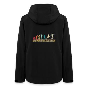 Badminton Evolution Zeitleiste Design - Frauen Recycelte Softshelljacke von Stanley/Stella - Schwarz - Hinten - AI Model Female 172 light (172cm)