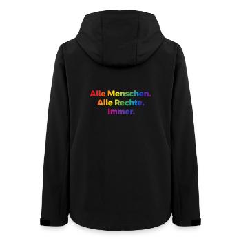 Alle Menschen Alle Rechte Immer Statement - Frauen Recycelte Softshelljacke von Stanley/Stella - Schwarz - Hinten - AI Model Female 172 light (172cm)
