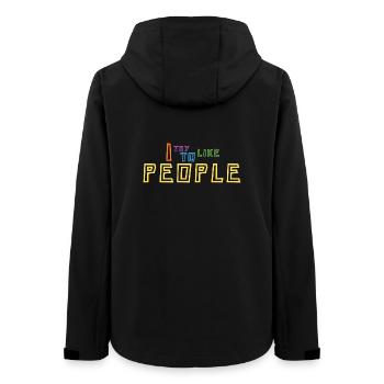 I Try To Like People - Women’s Recycled Softshell Jacket by Stanley/Stella - black - Back - AI Model Female 172 light (172cm)