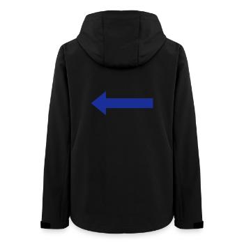 Blue left arrow - Women’s Recycled Softshell Jacket by Stanley/Stella - black - Back - AI Model Female 172 light (172cm)
