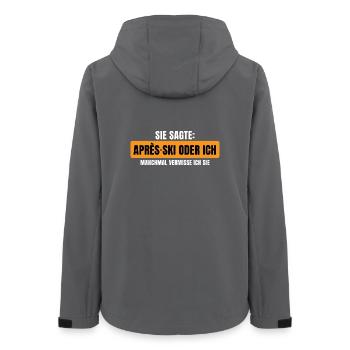Sie sagte Apres Ski oder ich Party lustig Design - Frauen Recycelte Softshelljacke von Stanley/Stella - Anthrazit - Hinten - AI Model Female 172 light (172cm)