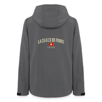 La Chaux-de-Fonds Swiss Crest - Women’s Recycled Softshell Jacket by Stanley/Stella - anthracite - Back - AI Model Female 172 light (172cm)