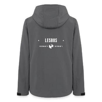 Lesbos stilisierte geografische Koordinaten - Frauen Recycelte Softshelljacke von Stanley/Stella - Anthrazit - Hinten - AI Model Female 172 light (172cm)