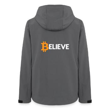 Bitcoin Logo Vintage Believe Crypto BTC Blockchain - Women’s Recycled Softshell Jacket by Stanley/Stella - anthracite - Back - AI Model Female 172 light (172cm)