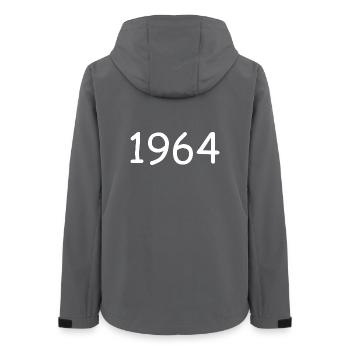 Personalize 1964 60th Birthday Template - Women’s Recycled Softshell Jacket by Stanley/Stella - anthracite - Back - AI Model Female 172 light (172cm)