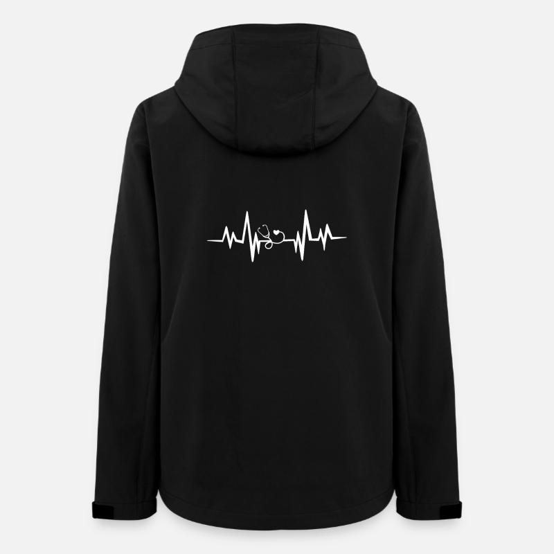 Heartbeat Stethoscope Motif - Women’s Recycled Softshell Jacket by Stanley/Stella - black