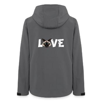 Illustration de race drôle de chat Birman Love - Veste softshell femme recyclée Stanley/Stella - charbon - Dos - AI Model Female 172 light (172cm)
